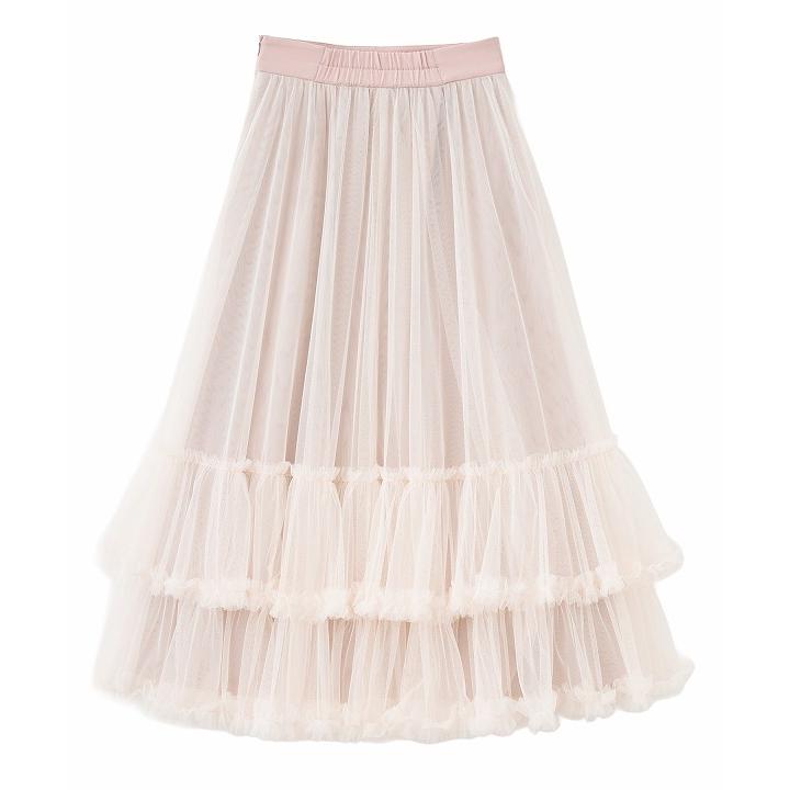 ♡本日まで♡ リリアンカラット ヘムフリルチュールフレアスカート SOLD OUT】追加生産決定/予約商品/LILLIAN CARAT リリアンカラット