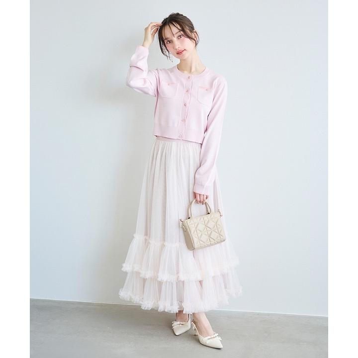LILLIAN CARAT フリルカーディガン ホワイト メッシュフリルカーディガン｜PETAL ONLINE（ペタルオンライン）