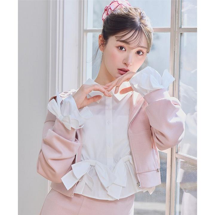 リリアンカラット リボンペプラムシャツ オフ 即日発送/LILLIAN CARAT リリアンカラット リボンペプラムシャツ