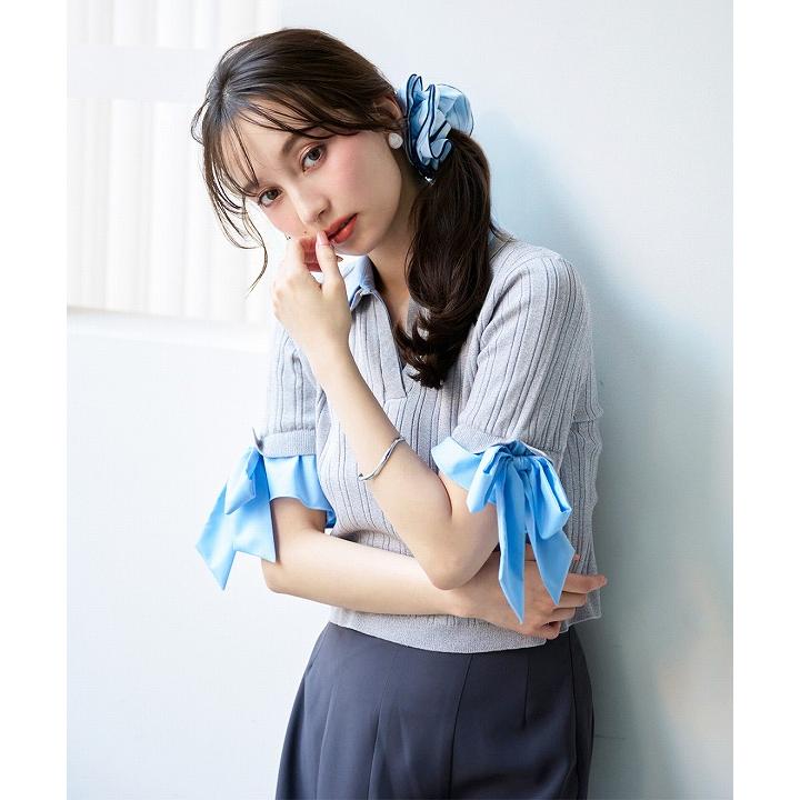 【完売品】リリアンカラット　バイカラーニットアンサンブル 即日発送/LILLIAN CARAT リリアンカラット リボンスリーブダブルカラー