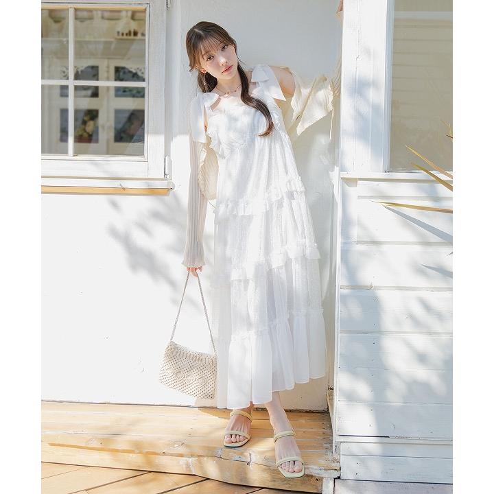 土日も即日発送/LILLIAN CARAT リリアンカラット ショルダーリボンレースティアードワンピース 46315374 2026春夏_12