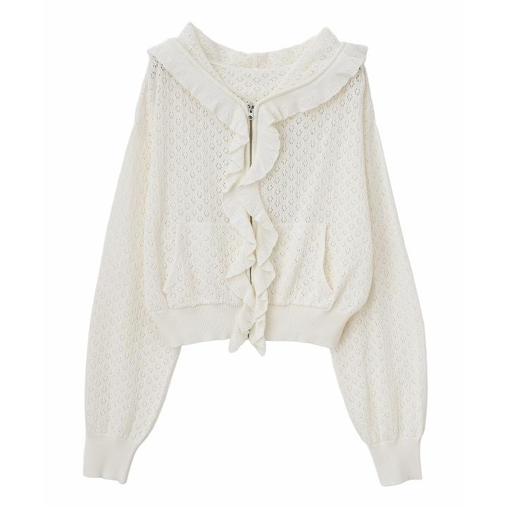 SOLD OUT】LILLIAN CARAT リリアンカラット 柄編みフリルパーカー