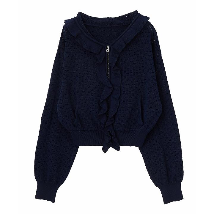 SOLD OUT】LILLIAN CARAT リリアンカラット 柄編みフリルパーカー