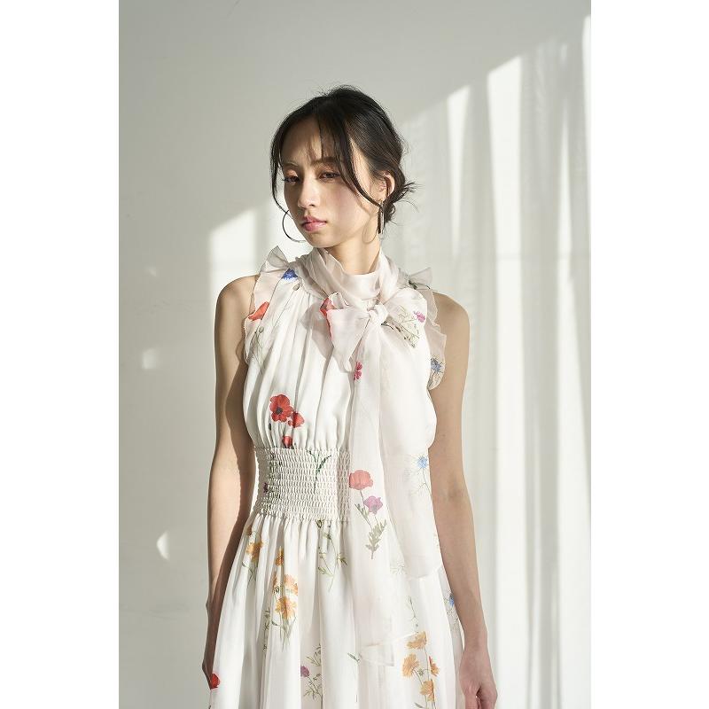 新品タグ付　バックリボンシフォンワンピース　花柄　S SNIDEL バックリボンシフォンワンピース（マキシ丈/ロングワンピース
