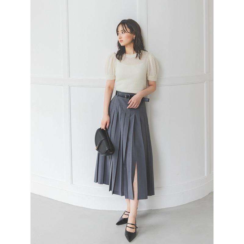 完売 SNIDEL 新品タグ付 ベルト付きプリーツロングスカート 25AW ベルト付きプリーツロングスカート（マキシ丈/ロングスカート