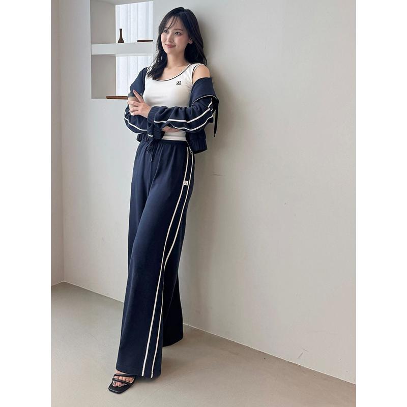 新作　SNIDEL  デザインカットスウェットパンツ　ネイビー SNIDEL HOME パジャマ ルームウェア デザインカットスウェット