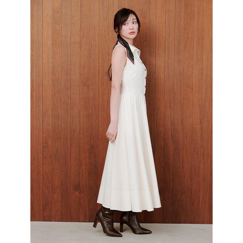 SNIDEL コルセットディテールシャツワンピース アイボリー Sustainableコルセットディテールシャツワンピース(マキシ