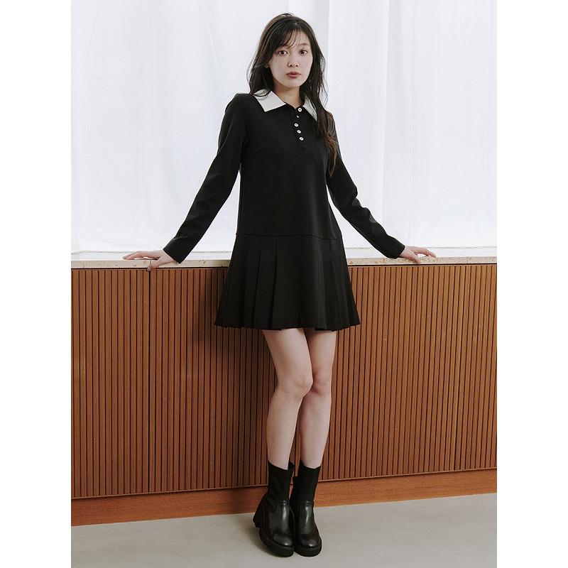 SNIDEL 衿つきプリーツカットミニワンピース GRY 0 新作 SNIDEL ワンピース 衿つきプリーツカットミニワンピース