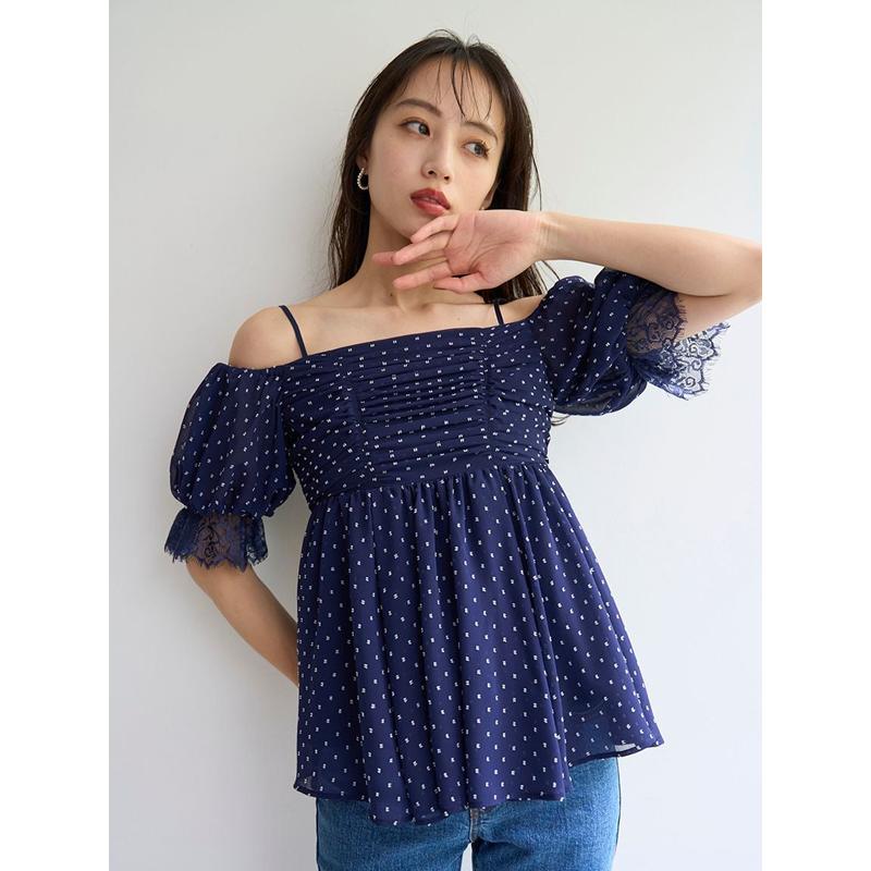スナイデル　SNIDEL バリエオフショルレースチュニック SNIDEL（スナイデル） ＼SALE50%OFF／即日発送/SNIDEL バリエ