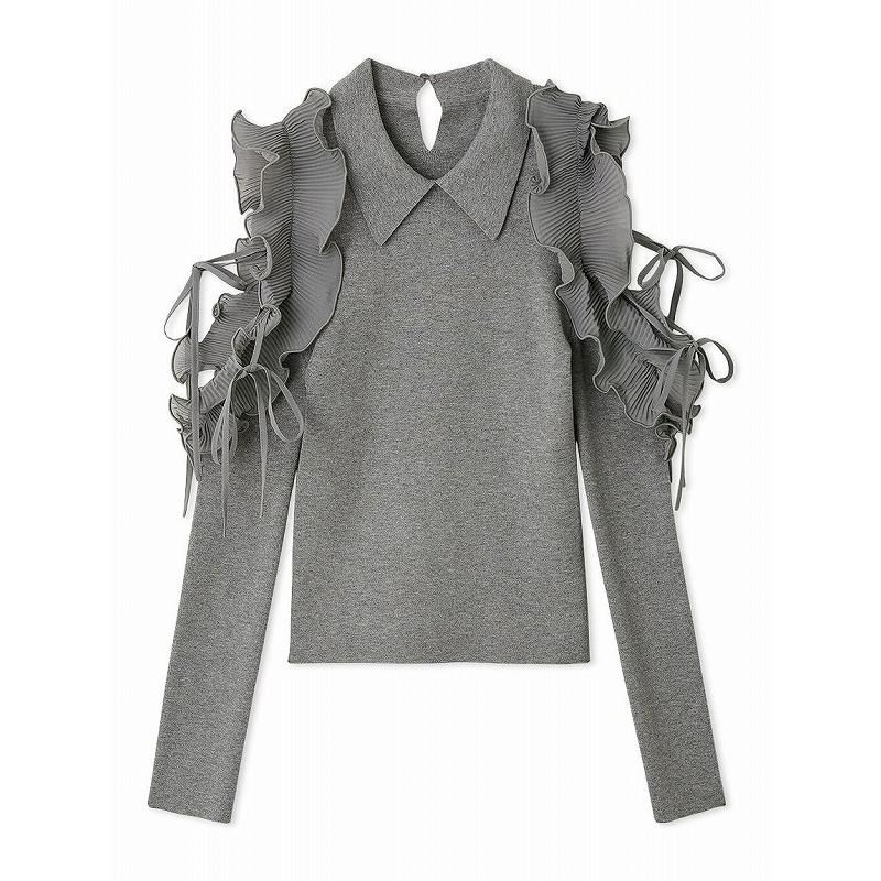 ぽん snidel プリーツフリルニットプルオーバー グレー SNIDEL（スナイデル） ＼SALE50%OFF+2BUY10%OFFクーポン有／即日発送