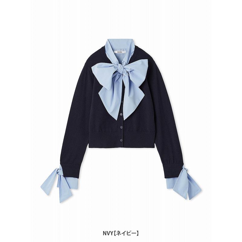 【新品】SNIDEL ボウタイドッキングニットプルオーバー(これ以上お値引不可) スナイデル SNIDEL ボウタイドッキングニットプルオーバー （BLK