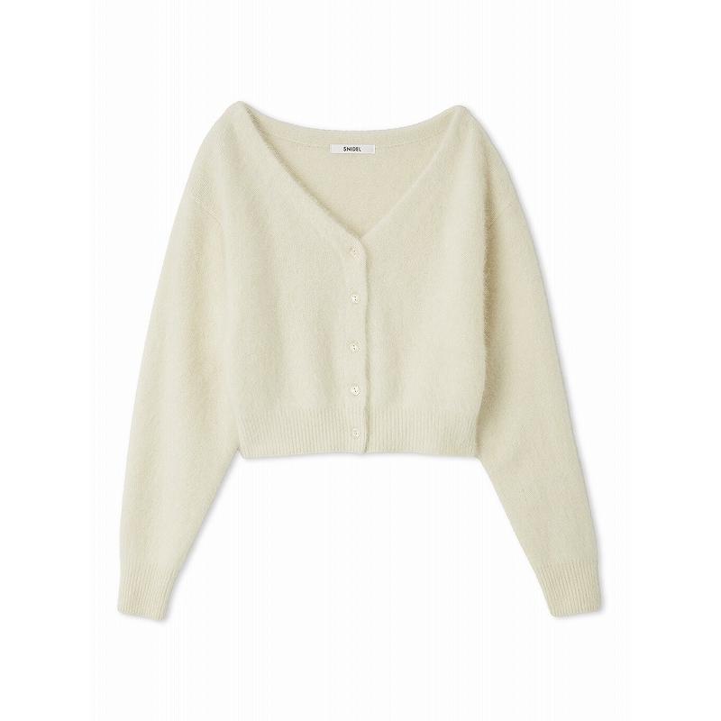 美品 snidel スナイデル フォックスファーショートカーディガン アイボリー SNIDEL カーディガン フォックスファーショートカーディガン