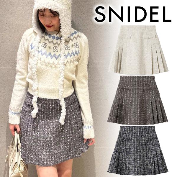 【新品】SNIDEL サイドプリーツツイードミニスカート サイドプリーツツイードミニスカート(ミニスカート)｜スカート｜SNIDEL