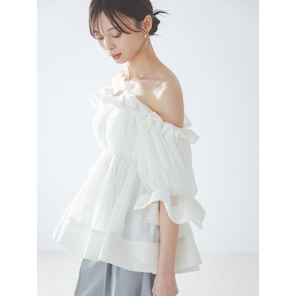 snidel ボリュームギャザーフリルオフショルブラウス スナイデル SNIDEL（スナイデル）の「ボリュームギャザーフリルオフショルブラウス
