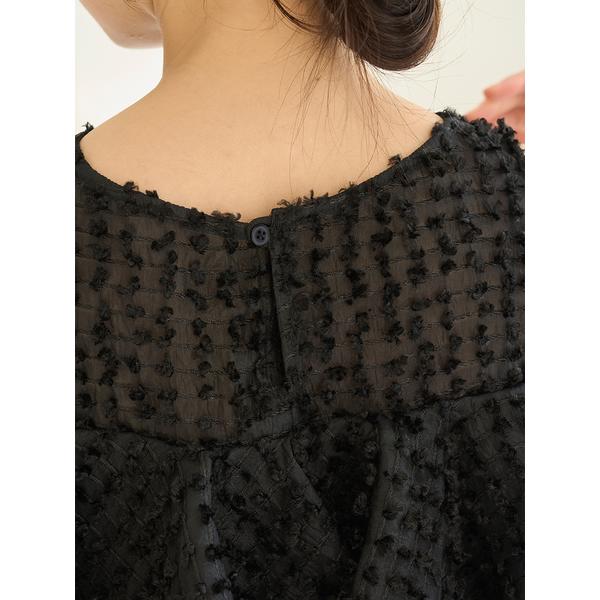 ラッフルボリュームブラウス　snidel ブラック SNIDEL｜ラッフルジャガードボリュームブラウス | Rakuten Fashion
