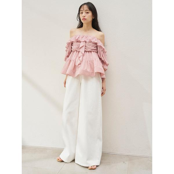 ＼期間限定10%OFF／即日発送/SNIDEL スナイデル  オフショルボリュームフリルブラウス SWFB262017  2026春夏の画像