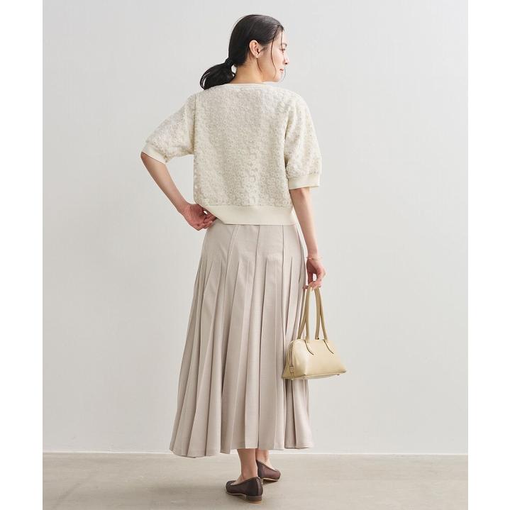 土日も即日発送/Stola. ストラ フラワー刺繍レースドッキングニット