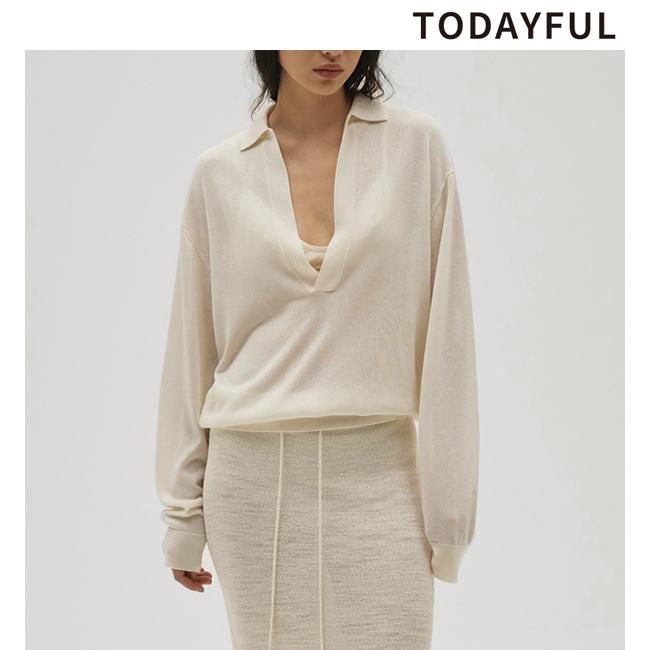 Todayful トゥディフル　シアースキッパーニット　ポロ　ロング TODAYFUL - Todayful トゥディフル シアースキッパーニット ポロ