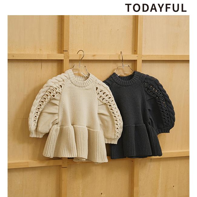 トゥデイフル 22AW Puffsleeve Peplum Knit F グレー TODAYFUL - トゥデイフル 22AW Puffsleeve Peplum Knit F グレーの通販