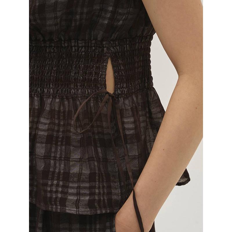 トップス TODAYFUL Halterneck Checkjacquard Tops TODAYFUL（トゥデイフル）の「Halterneck Checkjacquard Tops（タンク