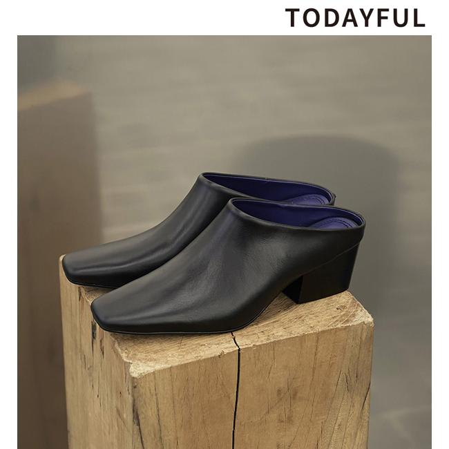 靴 Squaretoe Leather Sabot / 37 / black TODAYFUL 予約商品/TODAYFUL トゥデイフル Squaretoe Leather Sabot