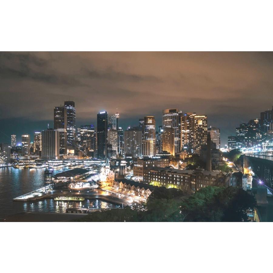 絵画風 壁紙ポスター シドニーの夜景 シドニー港 都市景観
