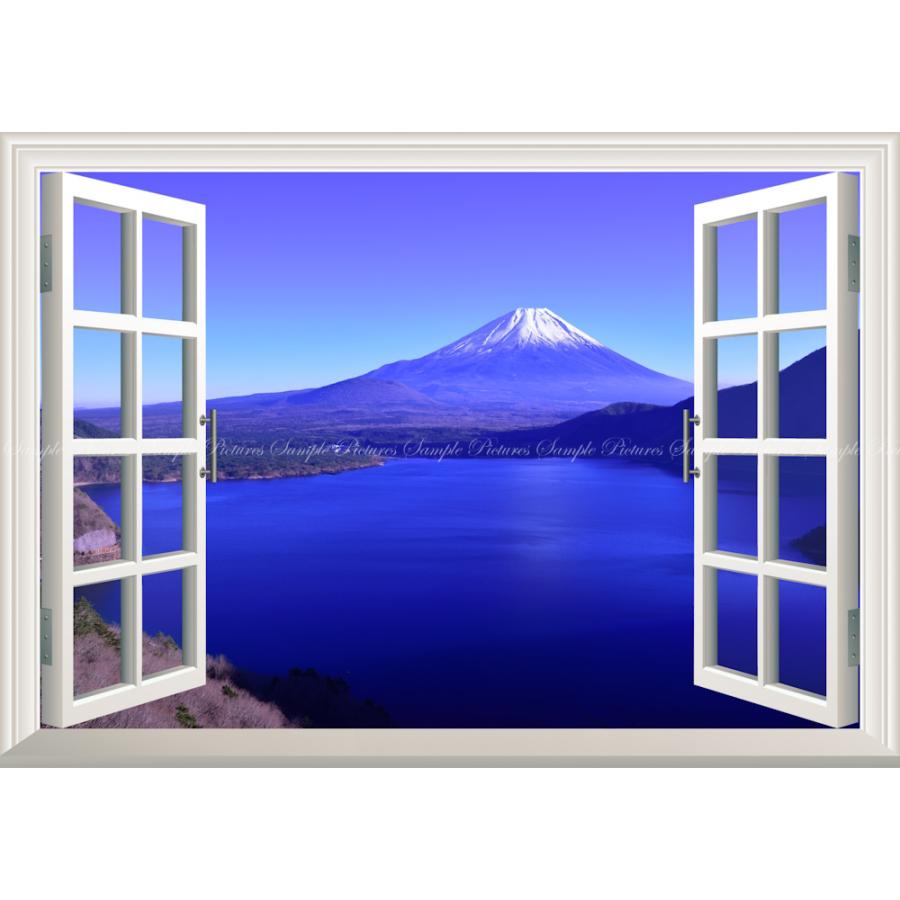 絵画風 壁紙ポスター 窓の景色 地球の撮り方 千円札の裏の絶景、本栖湖の富士山 日本の絶景 【窓仕様】 キャラクロ CZJP