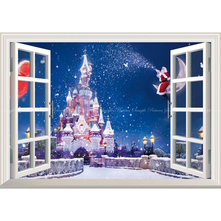 選ぶなら 絵画風 壁紙ポスター 窓の景色 ディズニーワールドの雪景色 サンタクロースとシンデレラ城 フロリダ 窓仕様 Dnw 014ma2 版 594mm 4mm Democracia Tv