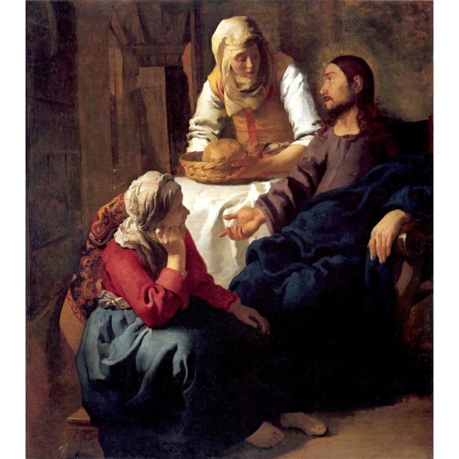 絵画風 壁紙ポスター【フルサイズ版】 フェルメール マリアとマルタの家のキリスト 1654年-55年頃 キャラクロ K-JVM-021S2(528mm×594mm)＜日本製＞ | 