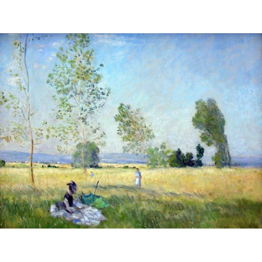 【真作】版画　リトグラフ　印象派風の夏景色　爽やかな草原の風景　W21 干し草、夏の終わり | クロード・モネ