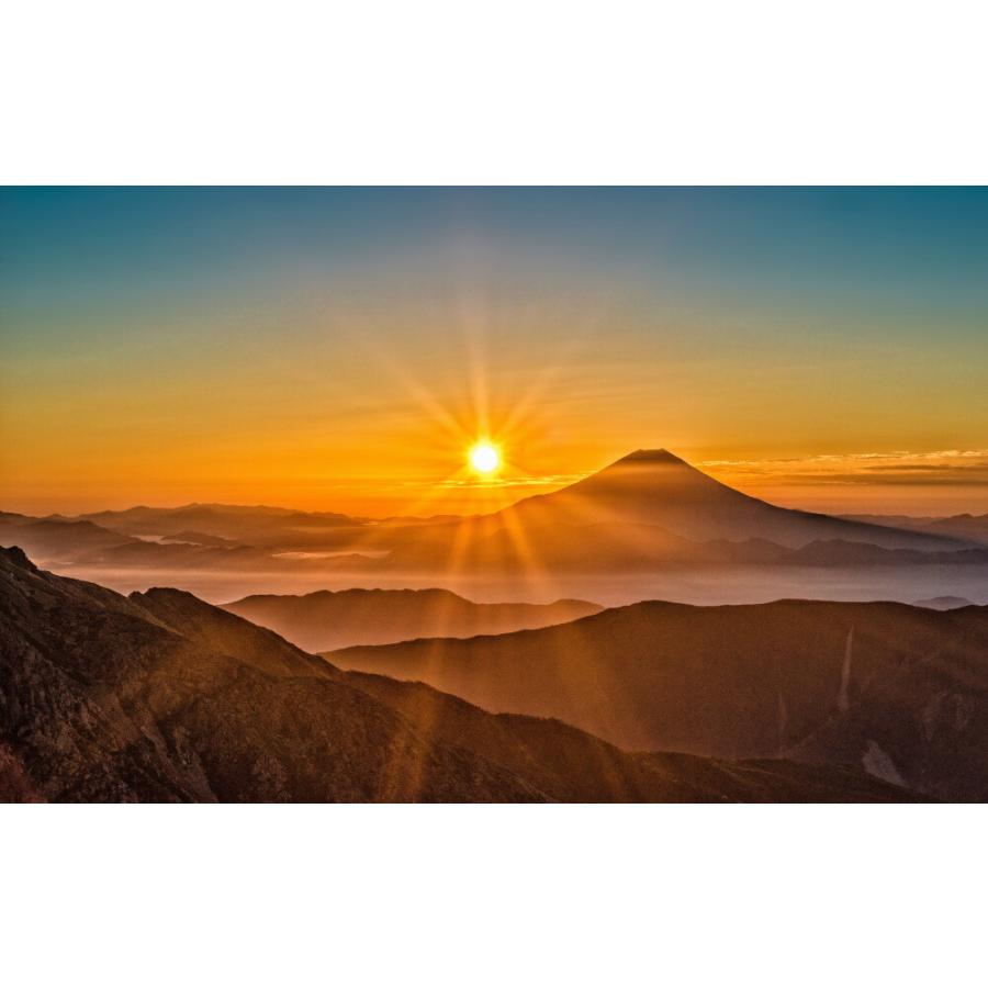 ☆『また、明日』 絵画 原画 富士山 空 光 日没 夕陽 夕日 F3 - 絵画