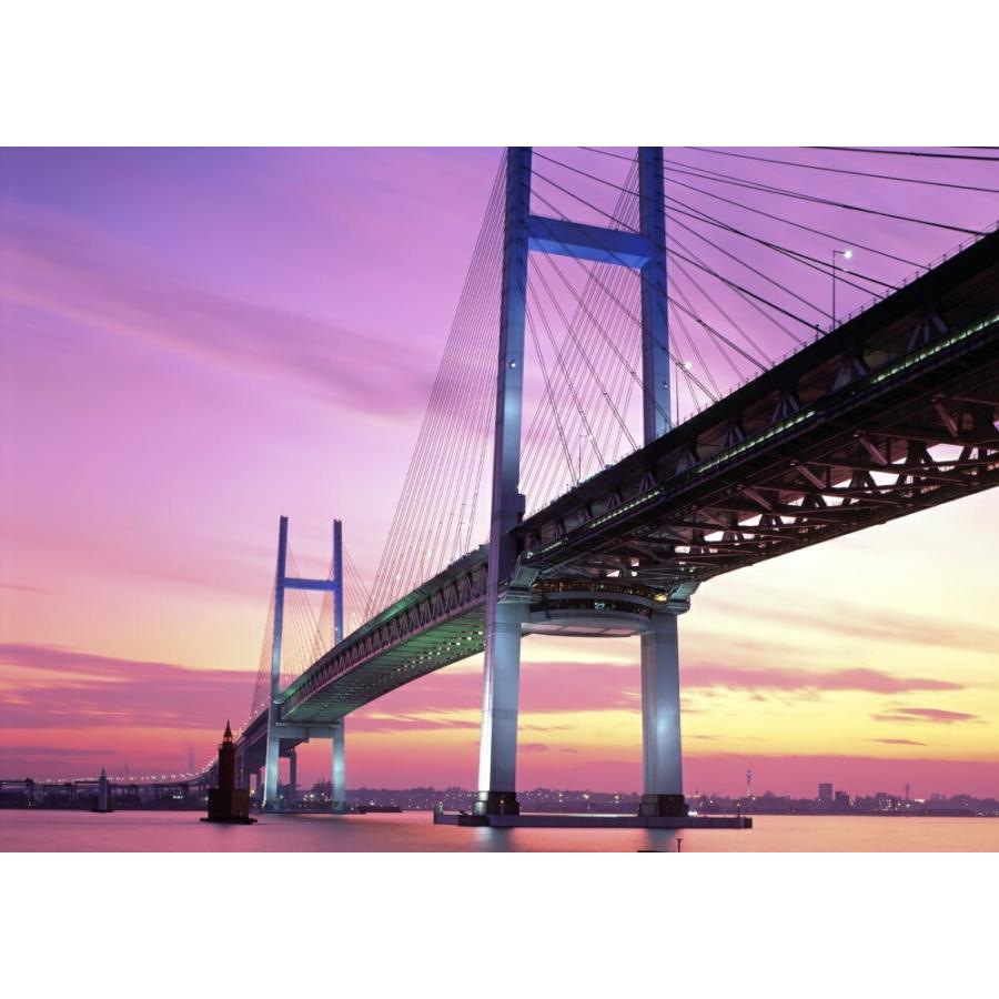 絵画風 壁紙ポスター (はがせるシール式) 横浜 ベイブリッジ 夕暮れ