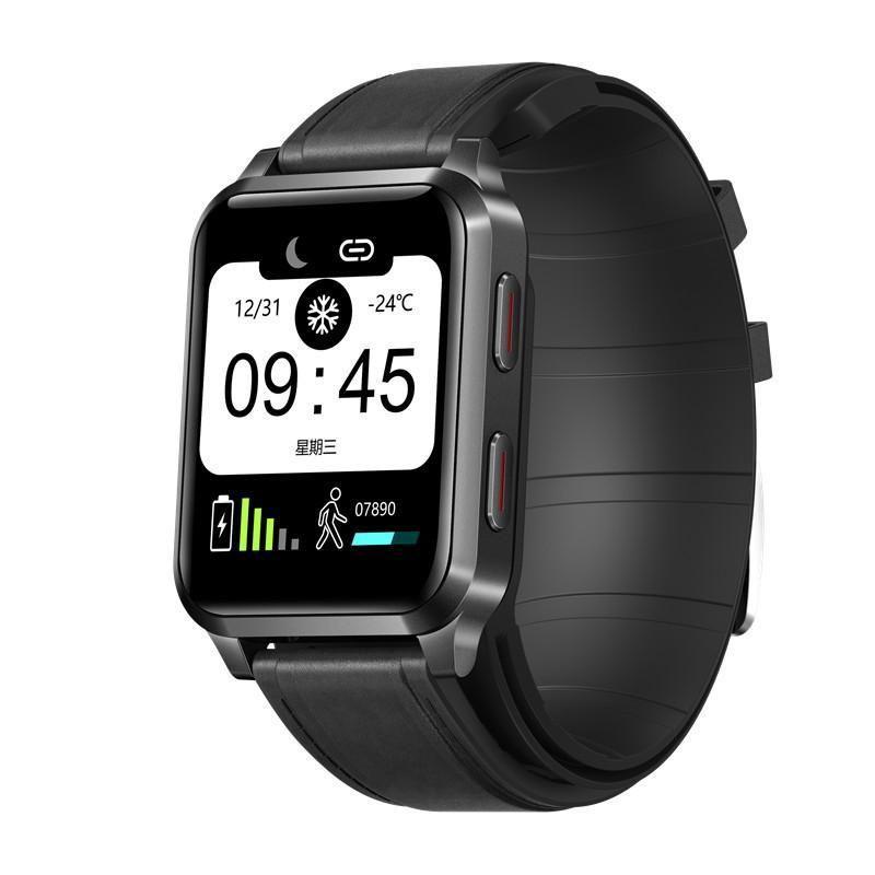 スマートウォッチ 日本製センサー 1.65インチ大画面 エアバッグ付く血圧計 体温 血中酸素SpO2 心拍数 健康管理 着信通知 呼吸率 運動モード 2023年 レザー