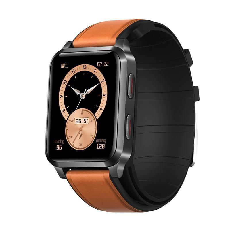 スマートウォッチ 日本製センサー 1.65インチ大画面 エアバッグ付く血圧計 体温 血中酸素SpO2 心拍数 健康管理 着信通知 呼吸率 運動モード 2023年 レザー