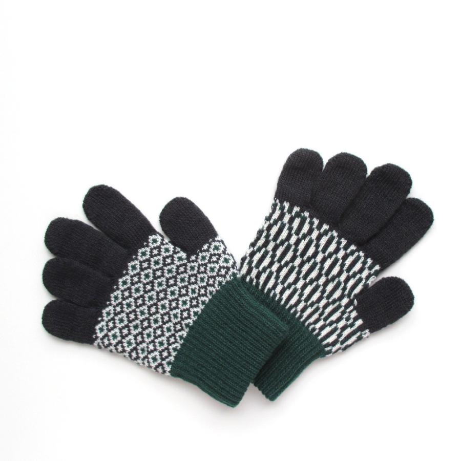 手袋 stample ジャガードニットグローブ チャコール レッド サックス S(7-9才) M(9-11才) 日本製 5本指手袋 グローブ | stample | 01