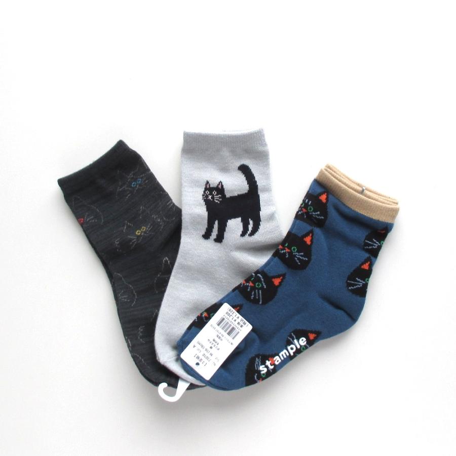 3Pソックス 靴下 stample クロネコだいすきショートソックス 3足組 16-18cm 19-21cm | stample | 04