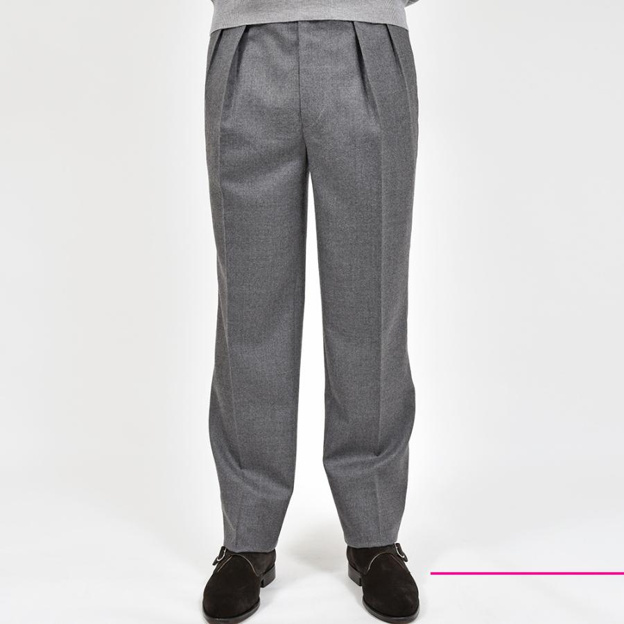 Fumiya Hirano THE TROUSERS フミヤヒラノトラウザーズ ウール ライトフランネル サイドアジャスター 2インプリーツ ドレスパンツ REGENT_1