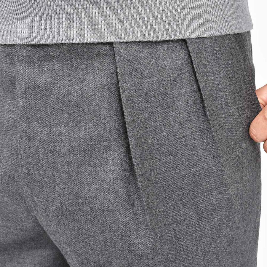 Fumiya Hirano THE TROUSERS フミヤヒラノトラウザーズ ウール ライトフランネル サイドアジャスター 2インプリーツ ドレスパンツ REGENT_4