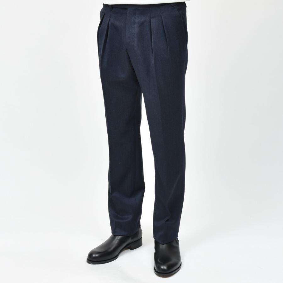 garoh ガロウ pants02 ウール カバートクロス 2プリーツ サイド 
