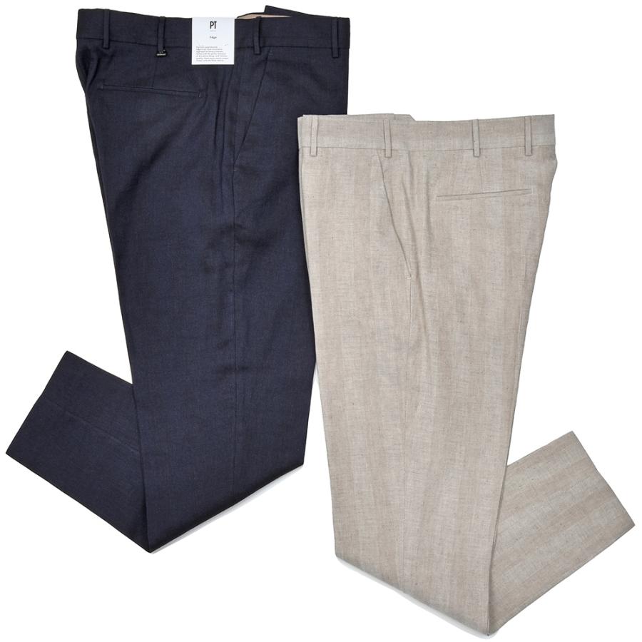 PT TORINOリネン コットン ヘリンボーン パンツ REBEL FIT PT TORINO ピーティー トリノ Edge リネン コットン ヘリンボーン ノー
