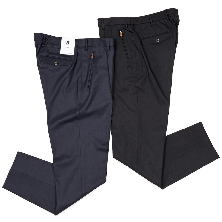 PT TORINO（ピーティー トリノ）NEW BERLIN ウォッシャブルテクノウール ストレッチ サージ 永久クリース 1プリーツパンツ SOFT FIT/VD06 | 
