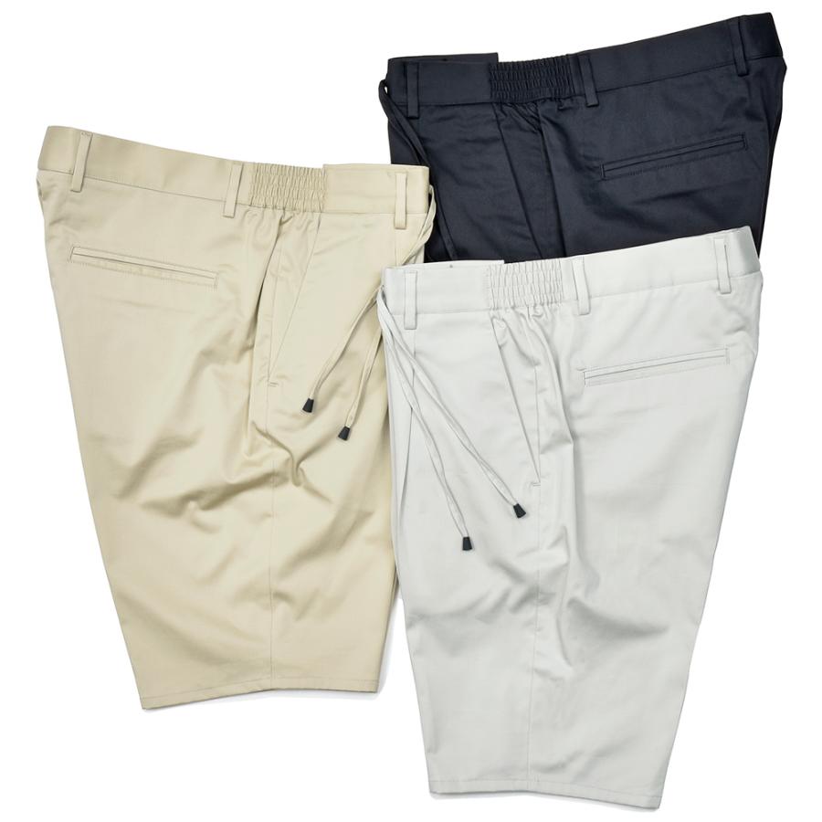 giab's ARCHIVIO ジャブスアルキヴィオ MAGNIFICO コットン ストレッチ ポプリン ドローコード 1プリーツ ショートパンツ 3923 | 