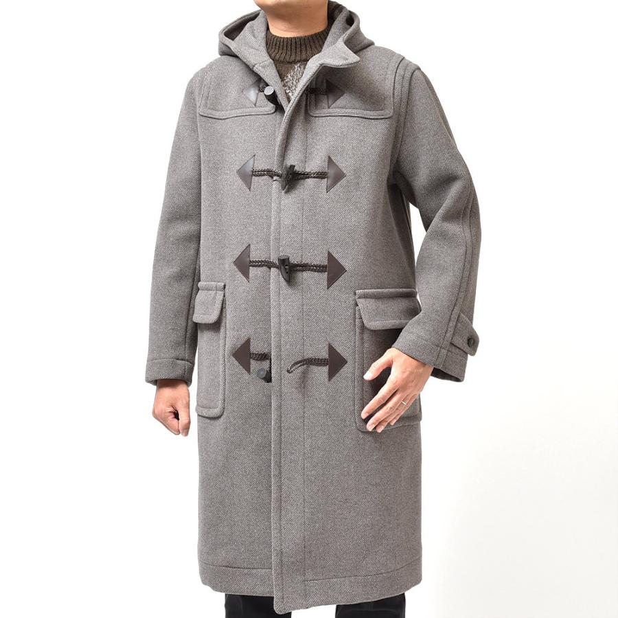 ポールスチュアート ヘリンボーンダッフルコート ロング丈 L ネイビー