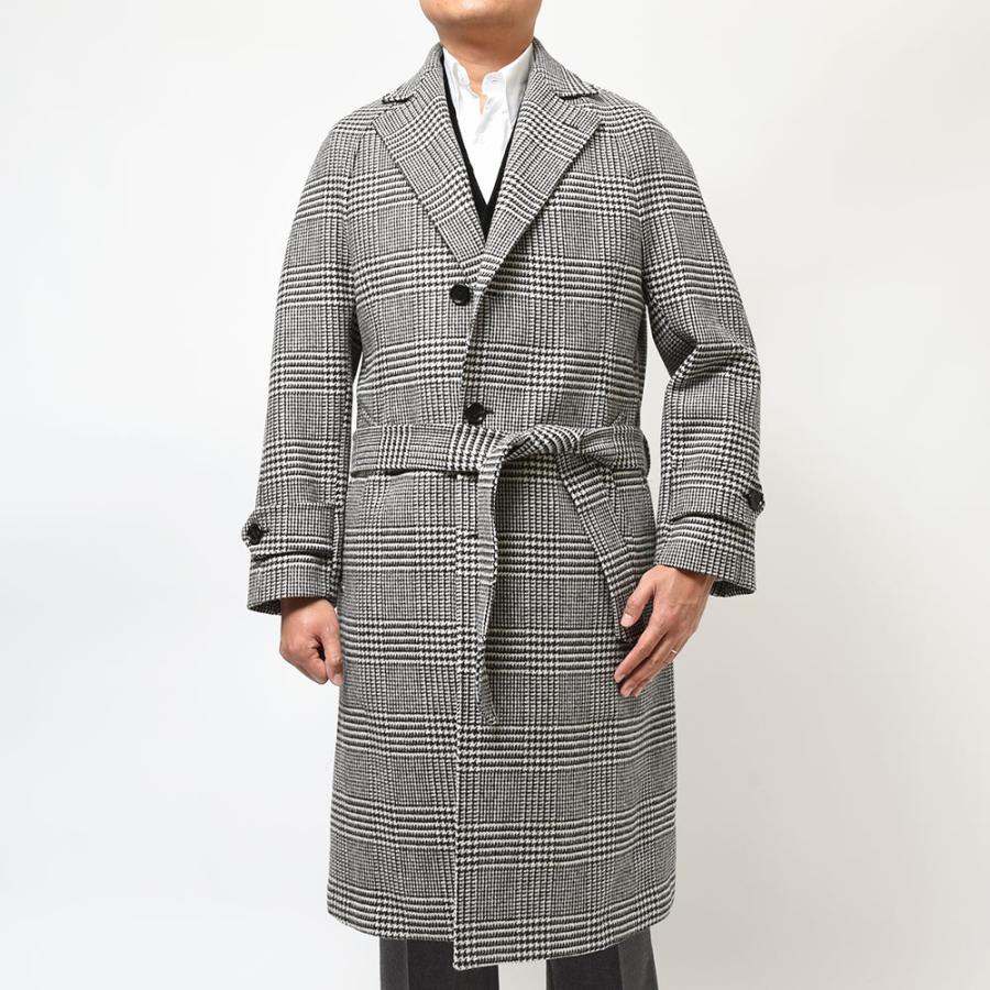 TITO ALLEGRETTO ティト アレグレット ヴァージンウール グレンチェック ベルテッド シングル3Bコート｜realclothing｜03