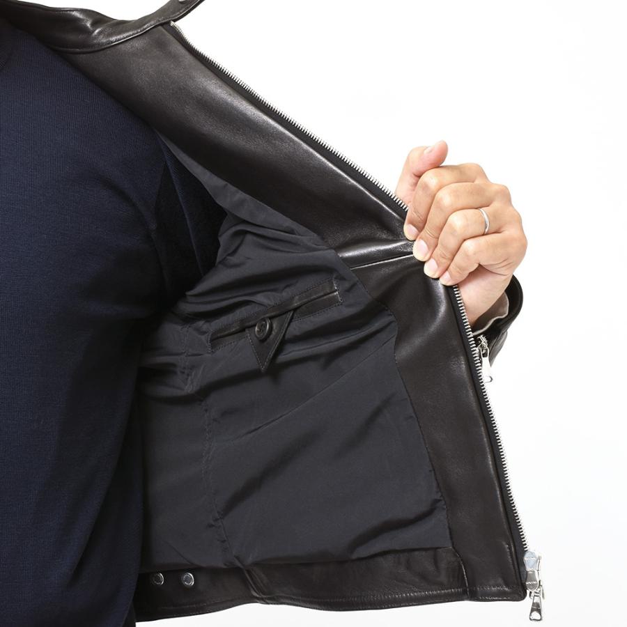 EMMETI アッカ ラムスキン シングルライダースジャケット 46 EMMETI - H UOMO アッカ ウォモ ラムレザー ライダース ジャケット