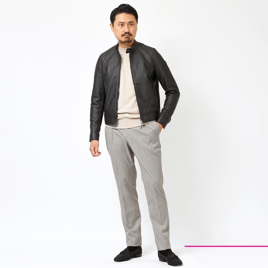 【極美品】EMMETI JURI　ラムスキンシングルライダースジャケット 46 レザーシングルライダースジャケット JURI SP LAMB SKIN NERO｜EMMETI