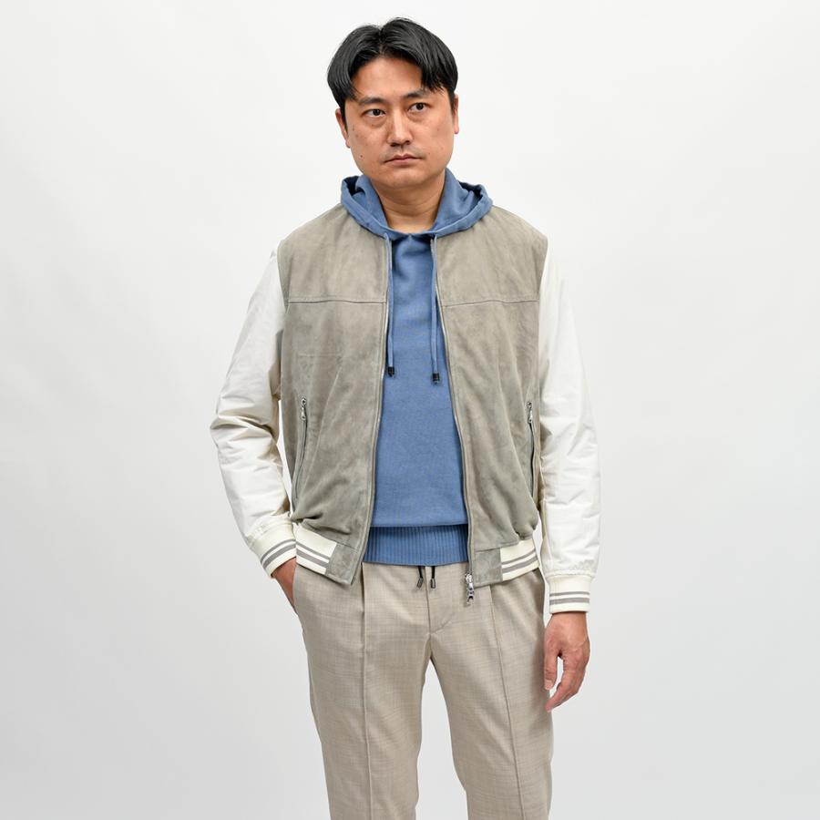 EMMETI（エンメティ）GILLES2 SPレザー ラムスエード×ポリエステルコットン アワードジャケットの画像