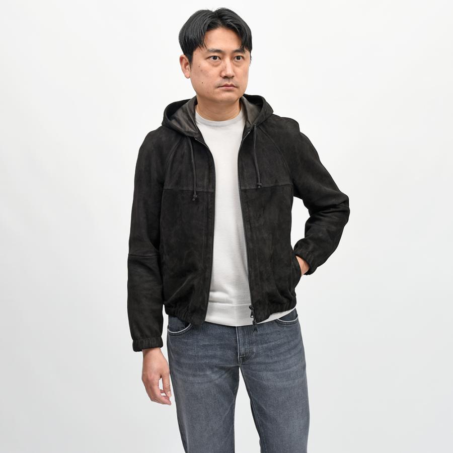 EMMETI（エンメティ）JAYDON SPレザー ラムスエード フーデッドブルゾンの画像