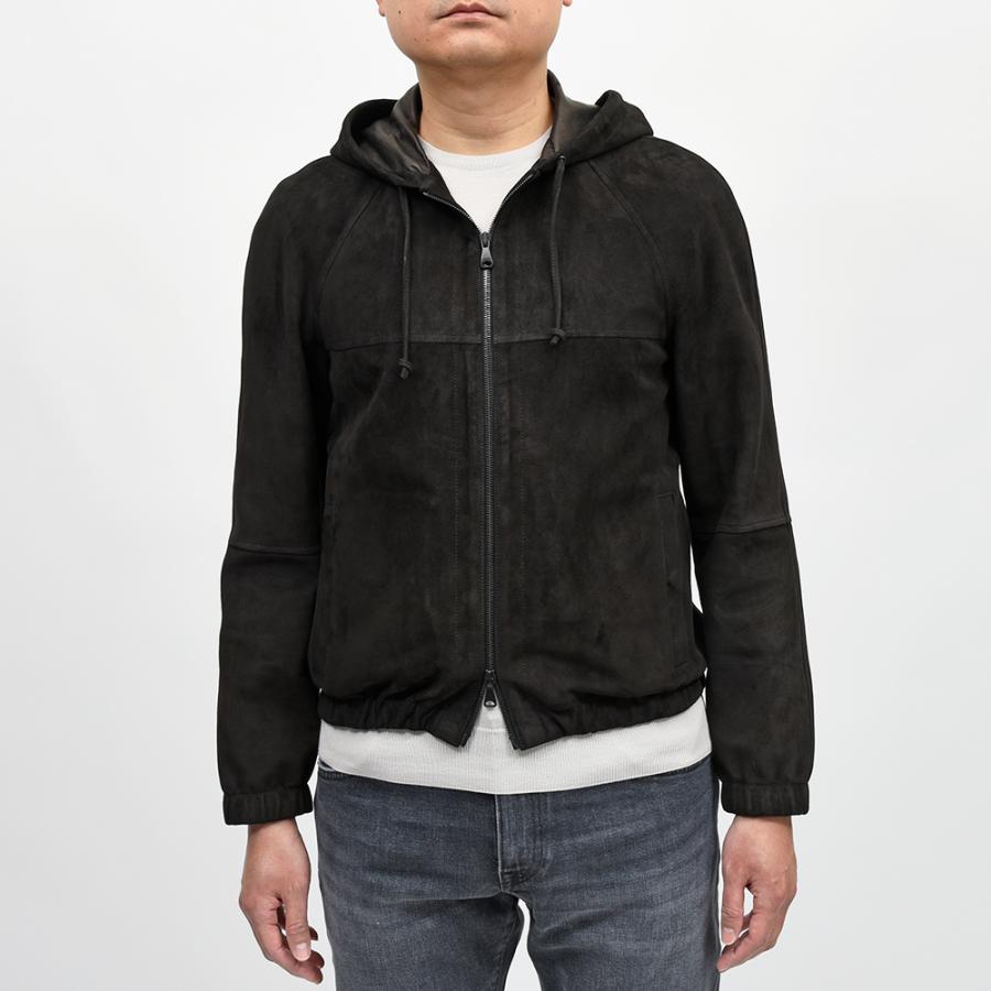 EMMETI（エンメティ）JAYDON SPレザー ラムスエード フーデッドブルゾンの画像