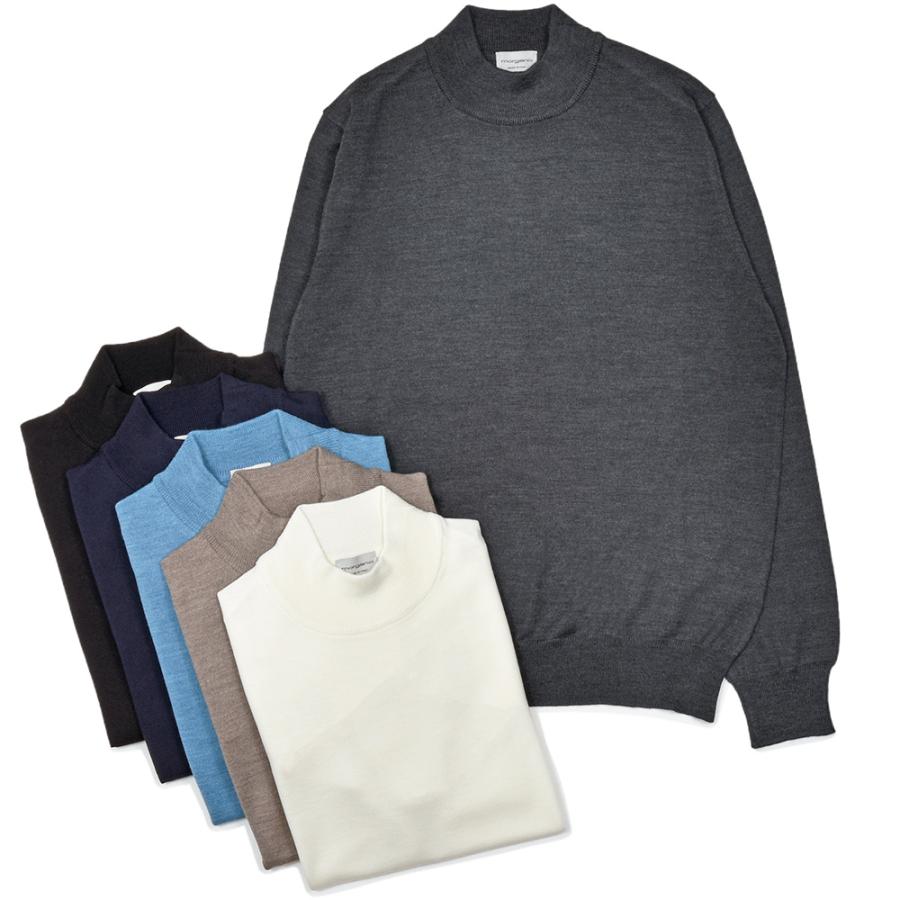 MORGANO モルガーノ ウール モックネック ハイゲージ ニット セーター morgano（モルガーノ）エクストラファインメリノウール ハイゲージ